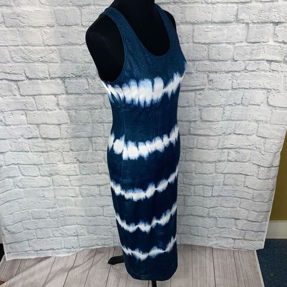 Women’s tie dye tank top maxi dress blue & white sz L women - Picture 4 of 9